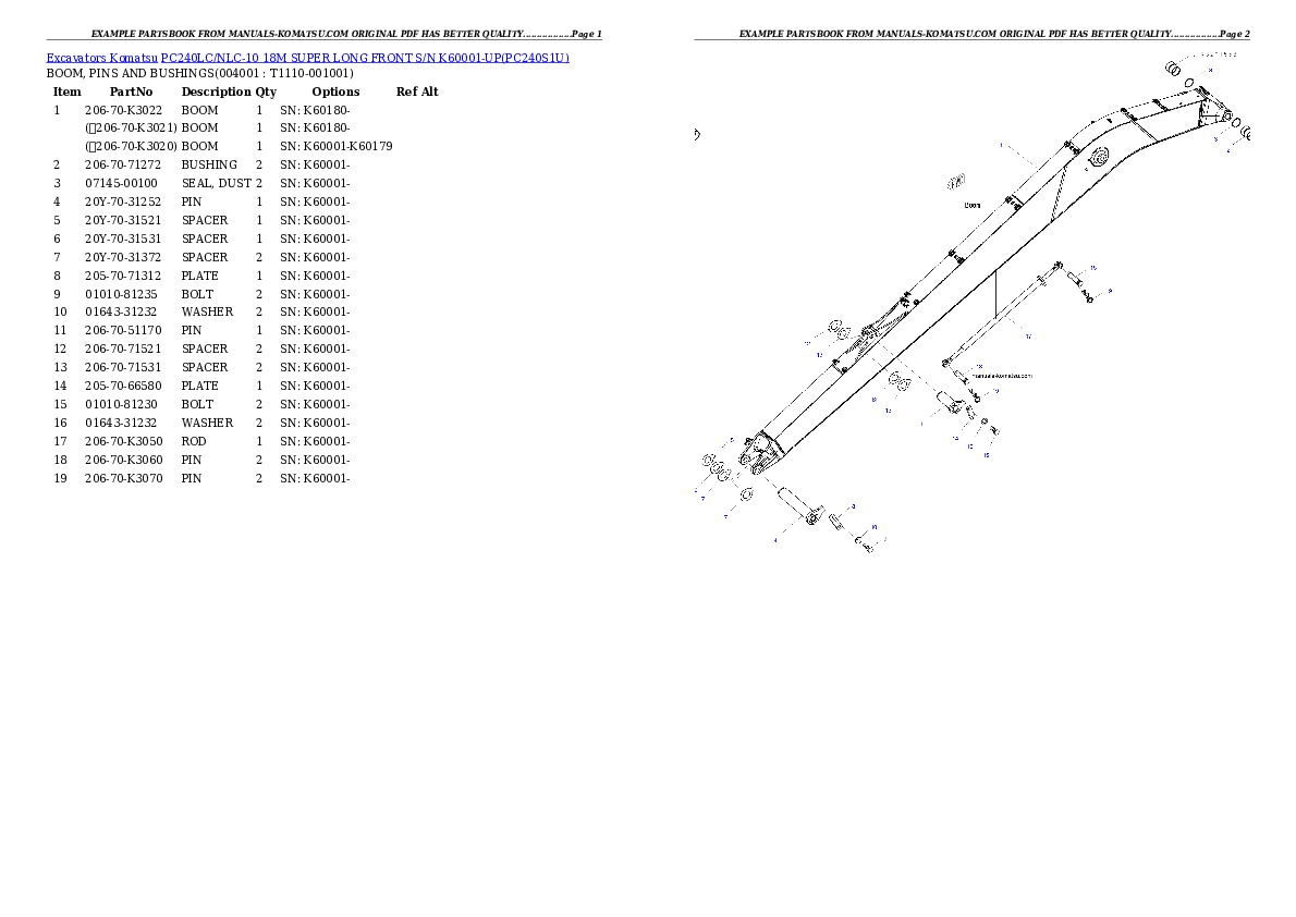 Protected: PC240LC/NLC-10 18M SUPER LONG FRONT S/N K60001-UP Partsbook