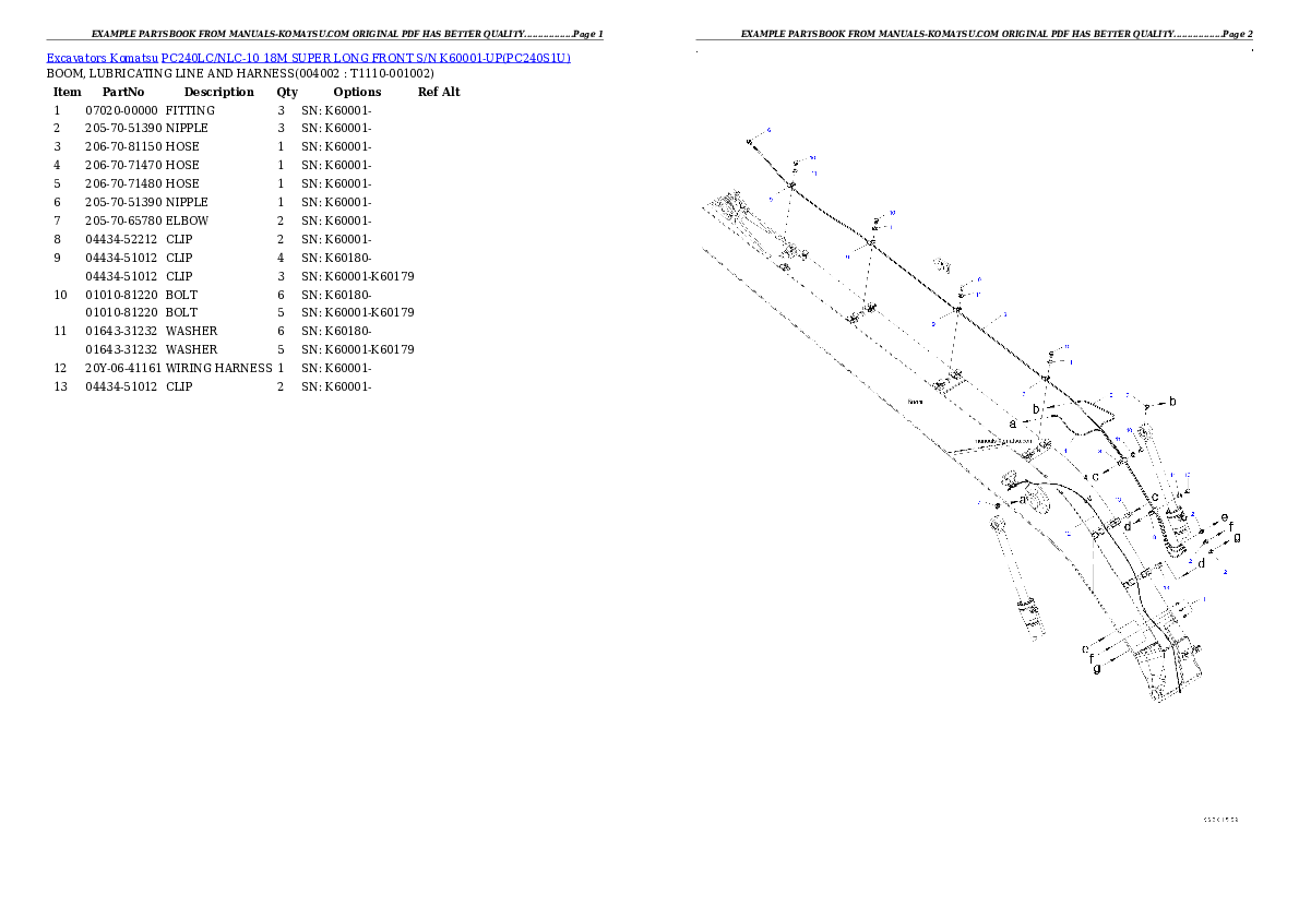 Protected: PC240LC/NLC-10 18M SUPER LONG FRONT S/N K60001-UP Partsbook