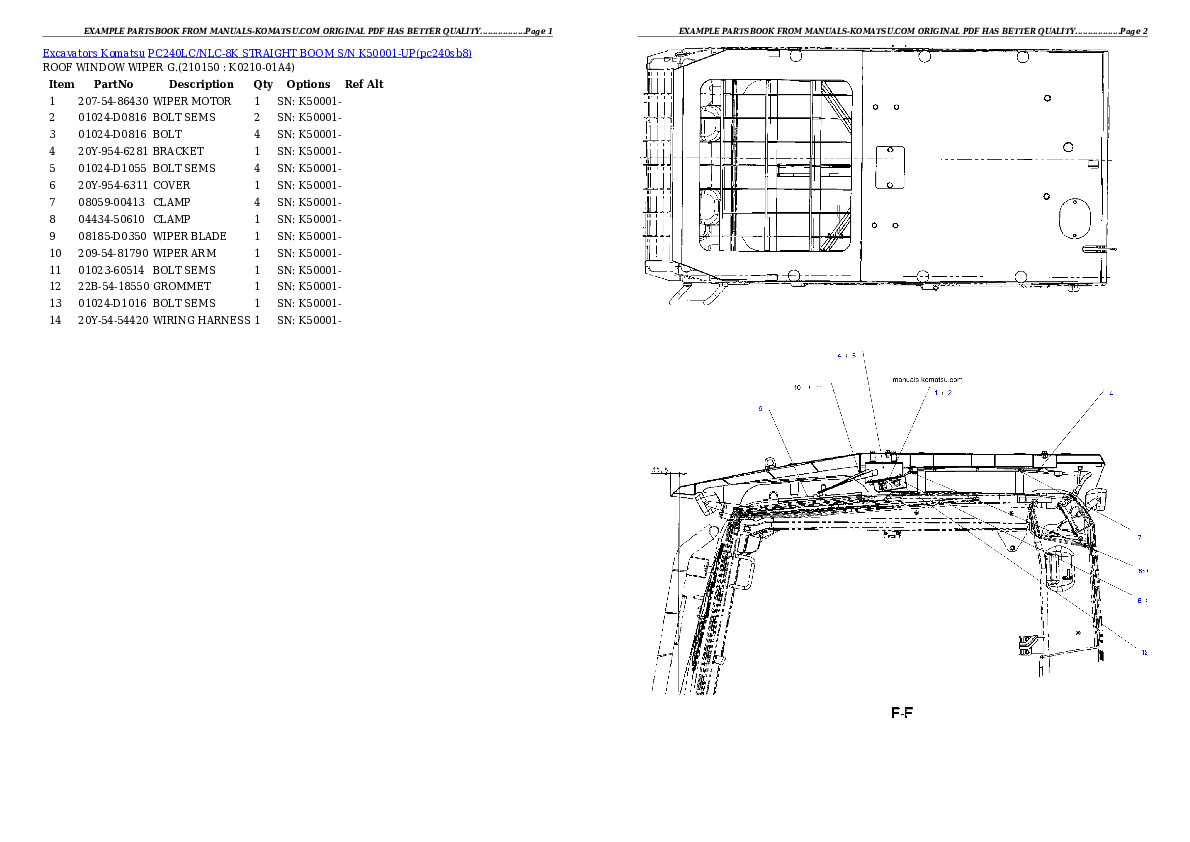Protected: PC240LC/NLC-8K STRAIGHT BOOM S/N K50001-UP Partsbook
