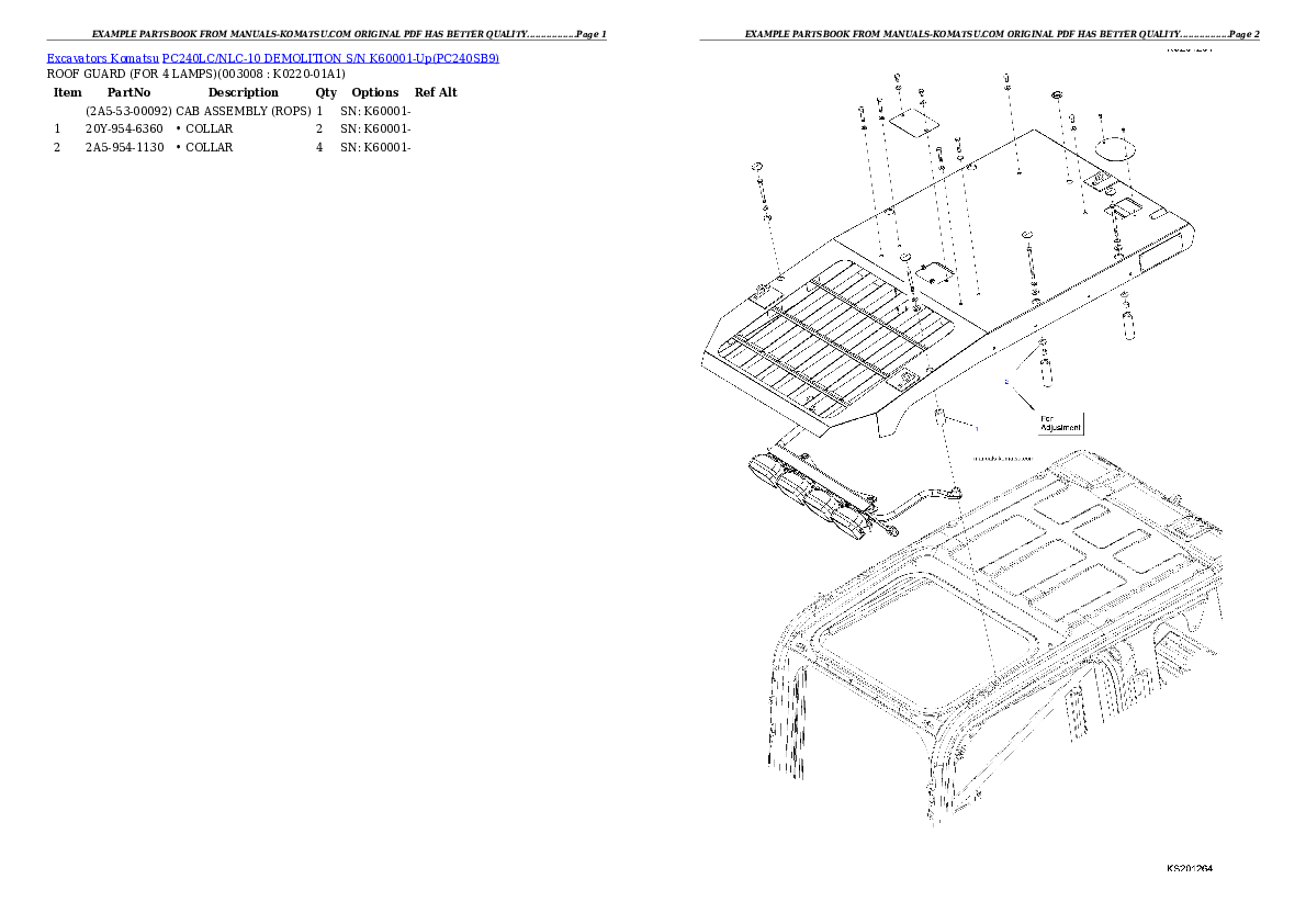 Protected: PC240LC/NLC-10 DEMOLITION S/N K60001-Up Partsbook