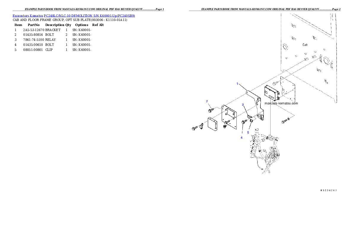 Protected: PC240LC/NLC-10 DEMOLITION S/N K60001-Up Partsbook