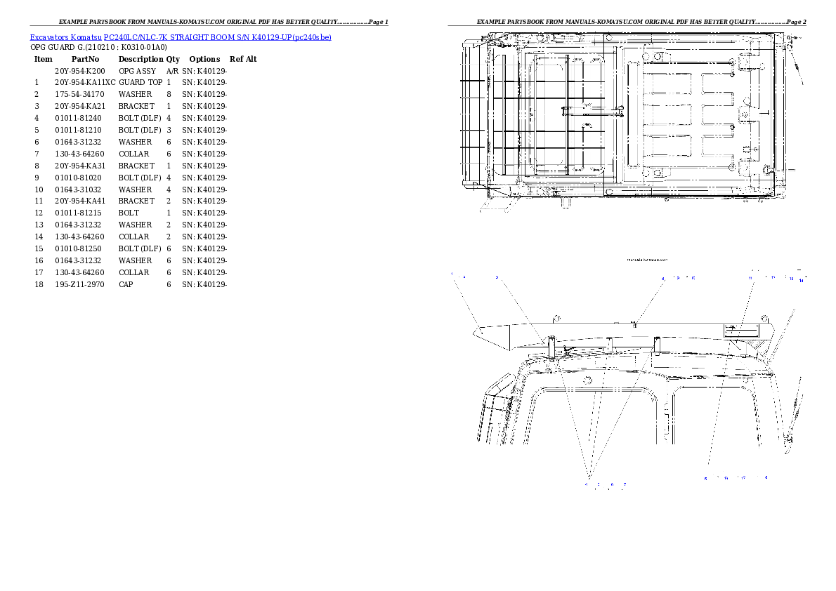 Protected: PC240LC/NLC-7K STRAIGHT BOOM S/N K40129-UP Partsbook