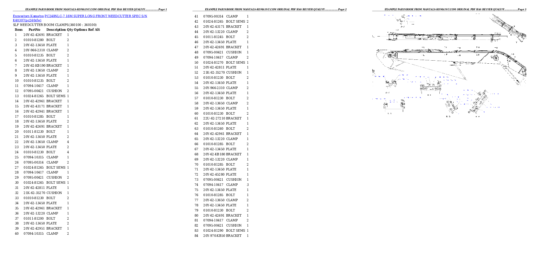 Protected: PC240NLC-7 18M SUPER LONG FRONT WEEDCUTTER SPEC S/N K40307 Partsbook