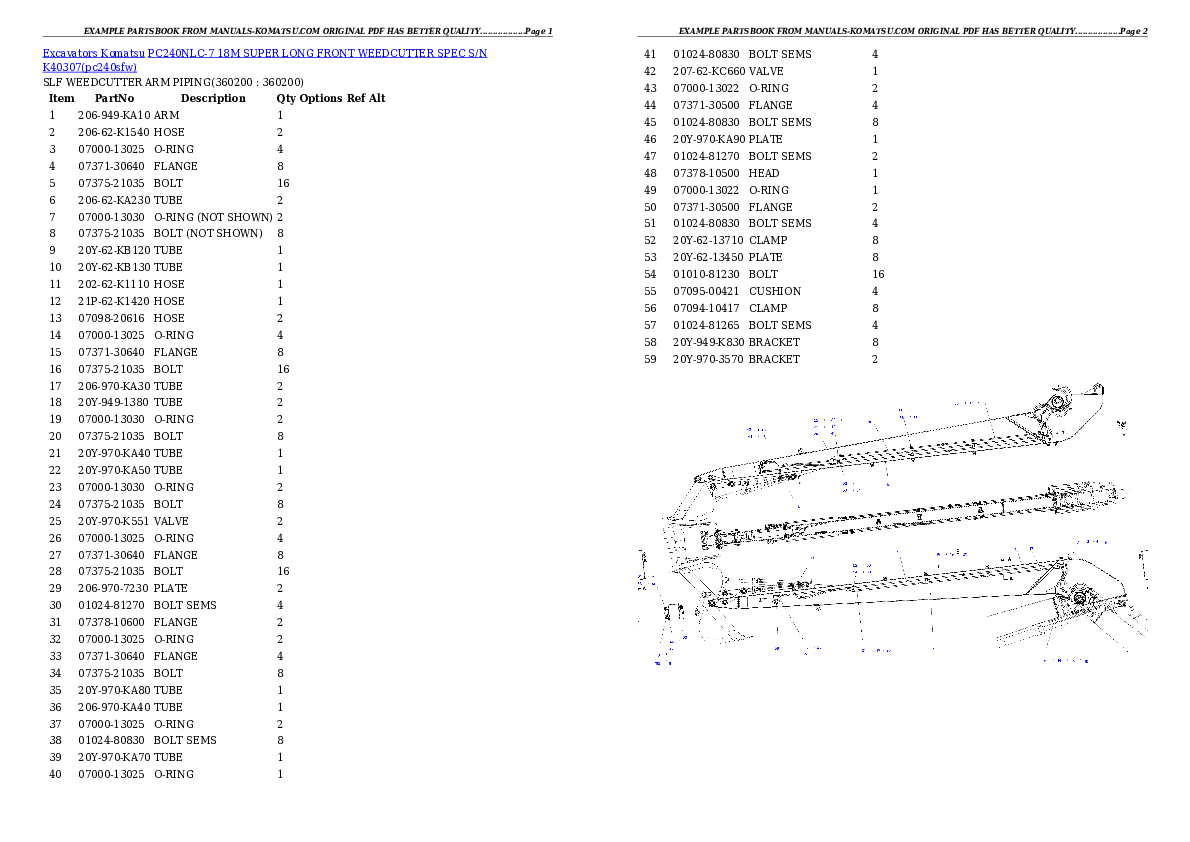 Protected: PC240NLC-7 18M SUPER LONG FRONT WEEDCUTTER SPEC S/N K40307 Partsbook