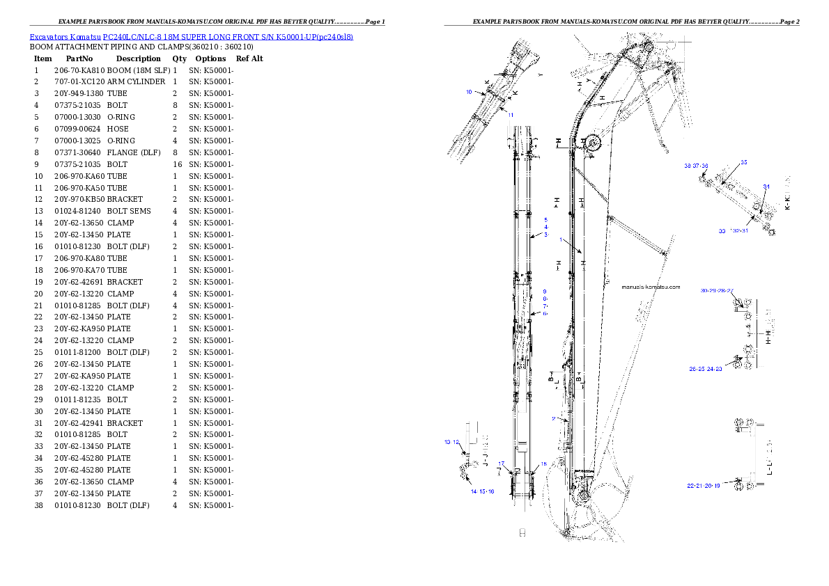 Protected: PC240LC/NLC-8 18M SUPER LONG FRONT S/N K50001-UP Partsbook