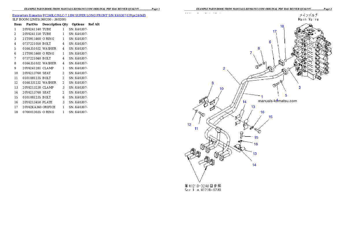 Protected: PC240LC/NLC-7 18M SUPER LONG FRONT S/N K40307-UP Partsbook