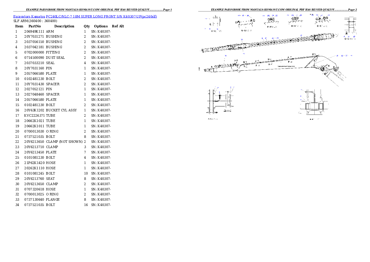 Protected: PC240LC/NLC-7 18M SUPER LONG FRONT S/N K40307-UP Partsbook