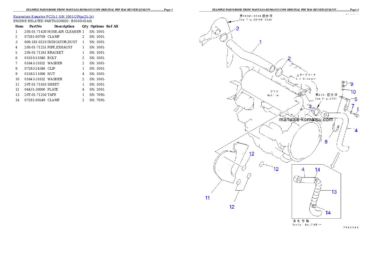 PC25-1 S/N 1001-UP Partsbook