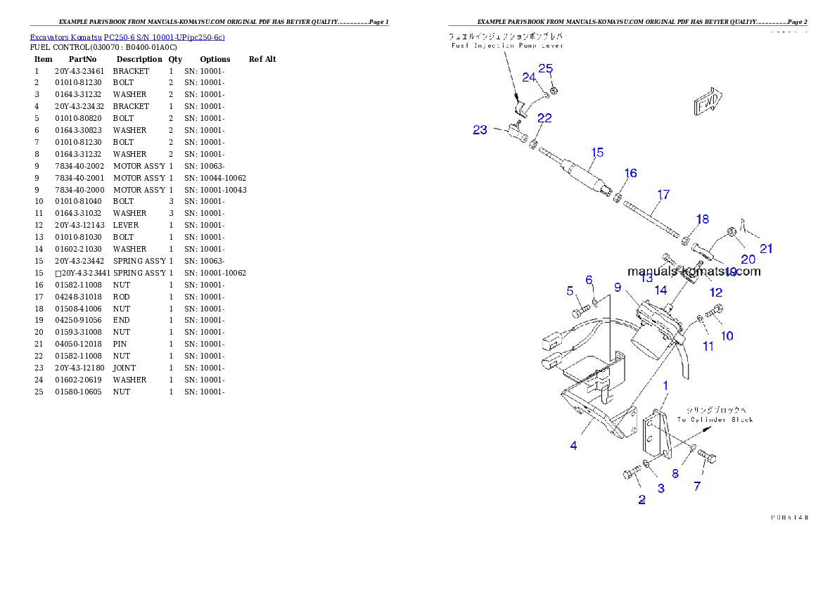 Protected: PC250-6 S/N 10001-UP Partsbook