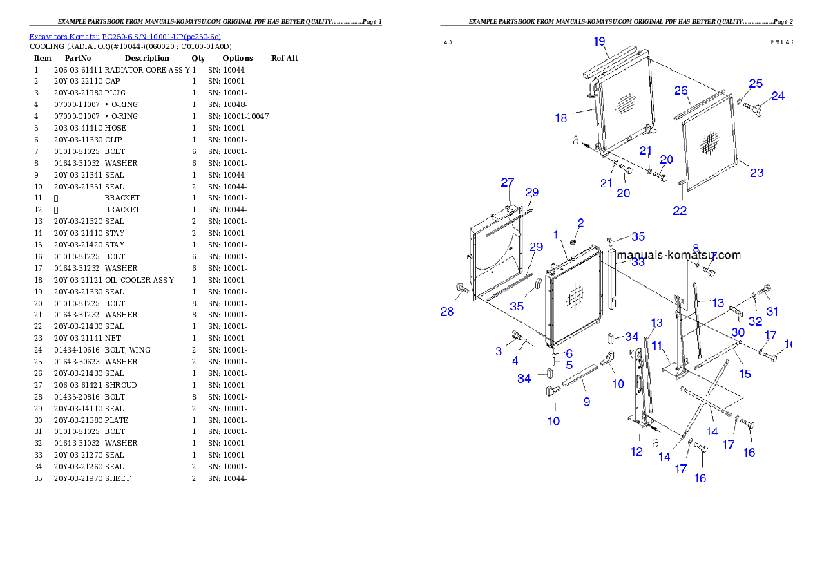 Protected: PC250-6 S/N 10001-UP Partsbook