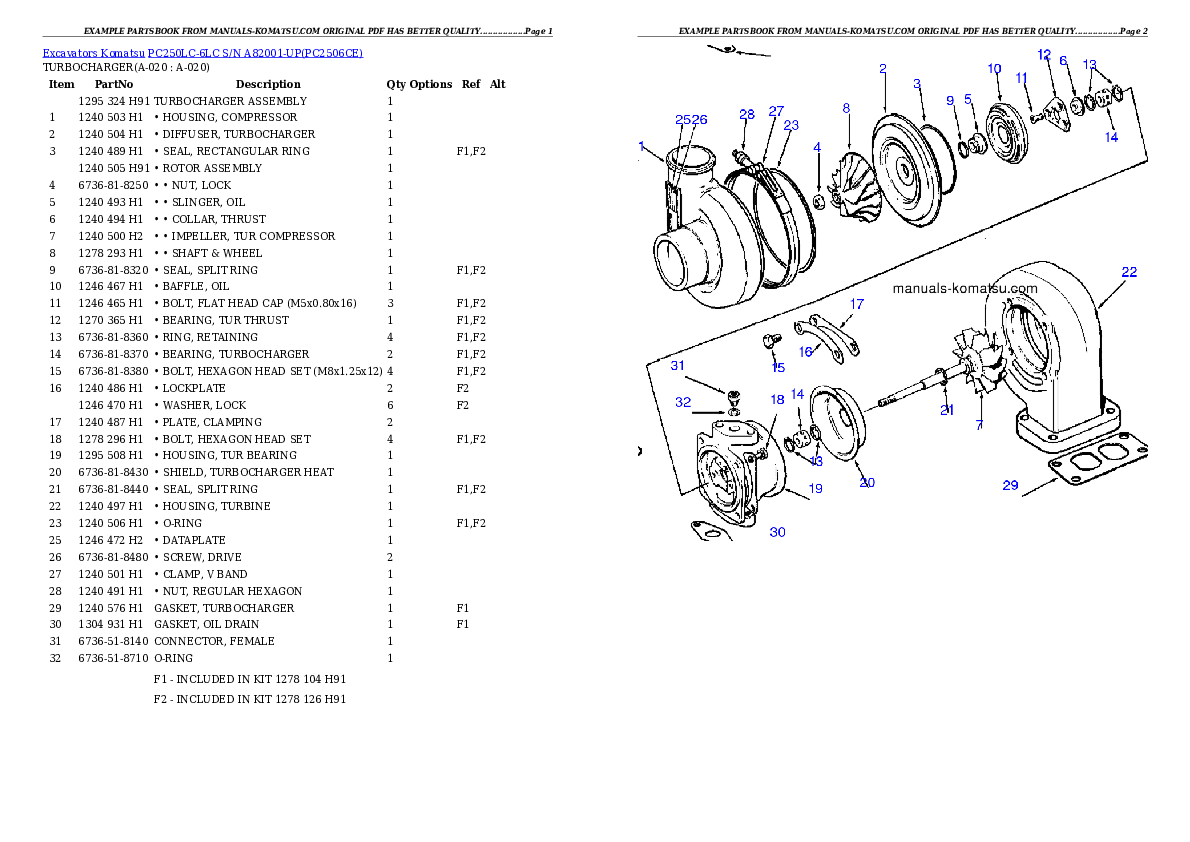 Protected: PC250LC-6LC S/N A82001-UP Partsbook