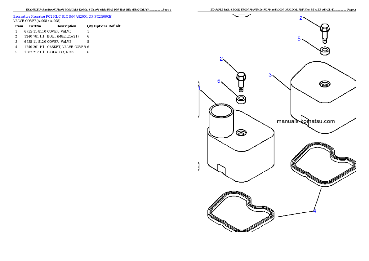 Protected: PC250LC-6LC S/N A82001-UP Partsbook