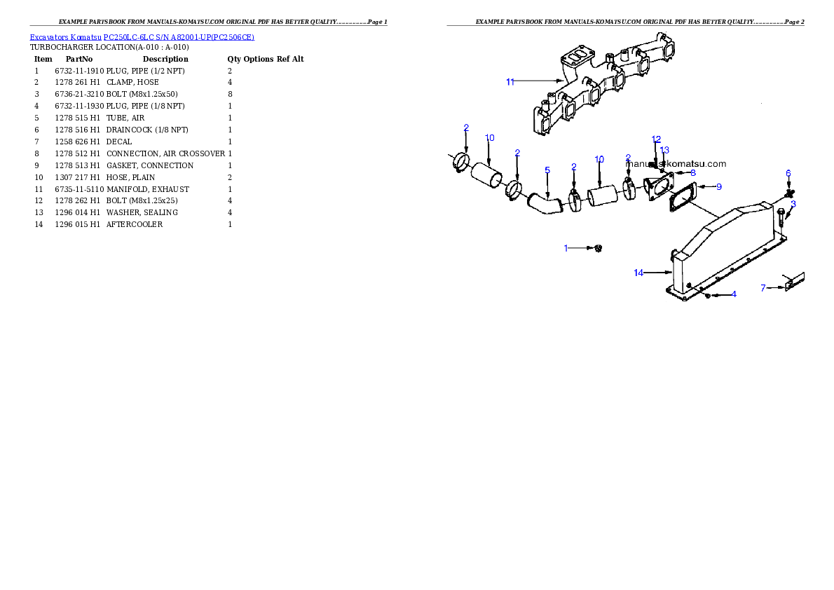 Protected: PC250LC-6LC S/N A82001-UP Partsbook