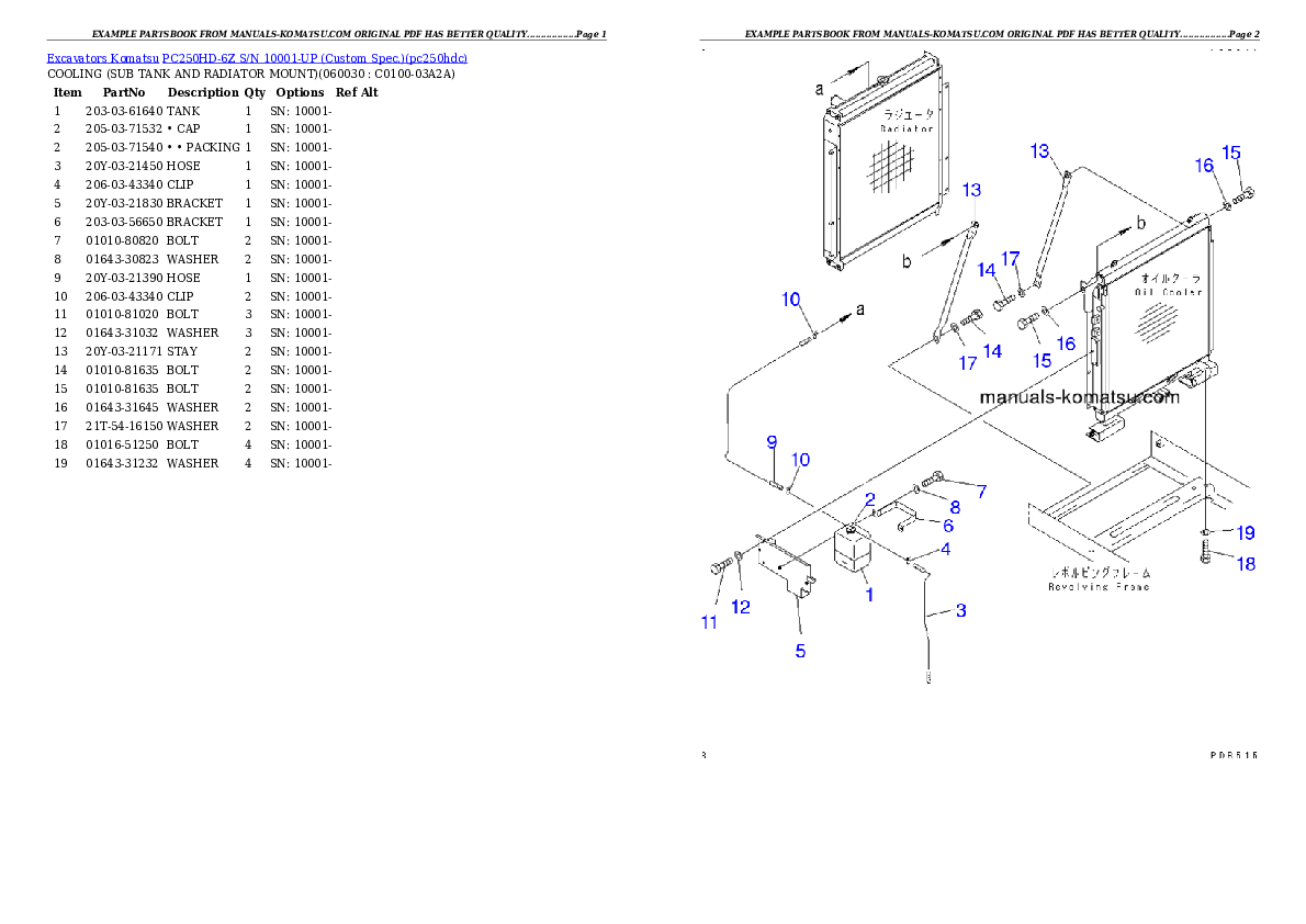 Protected: PC250HD-6Z S/N 10001-UP (Custom Spec.) Partsbook