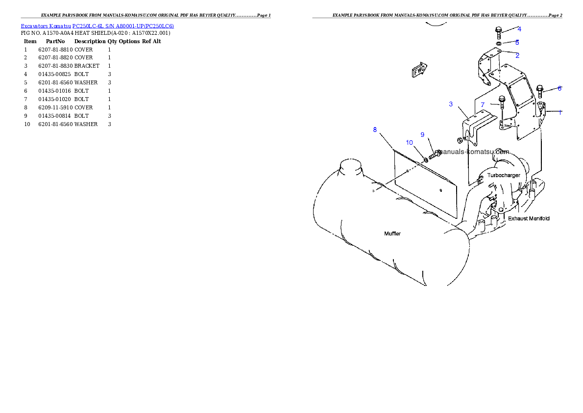 Protected: PC250LC-6L S/N A80001-UP Partsbook