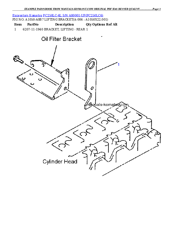 Protected: PC250LC-6L S/N A80001-UP Partsbook