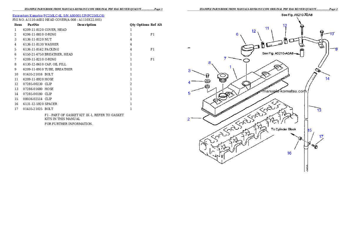 Protected: PC250LC-6L S/N A80001-UP Partsbook