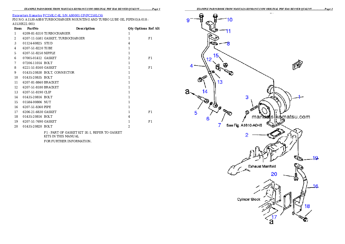 Protected: PC250LC-6L S/N A80001-UP Partsbook