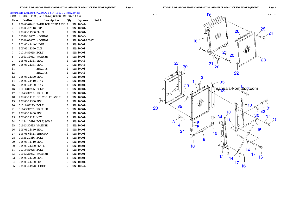 Protected: PC250LC-6 S/N 10001-UP Partsbook