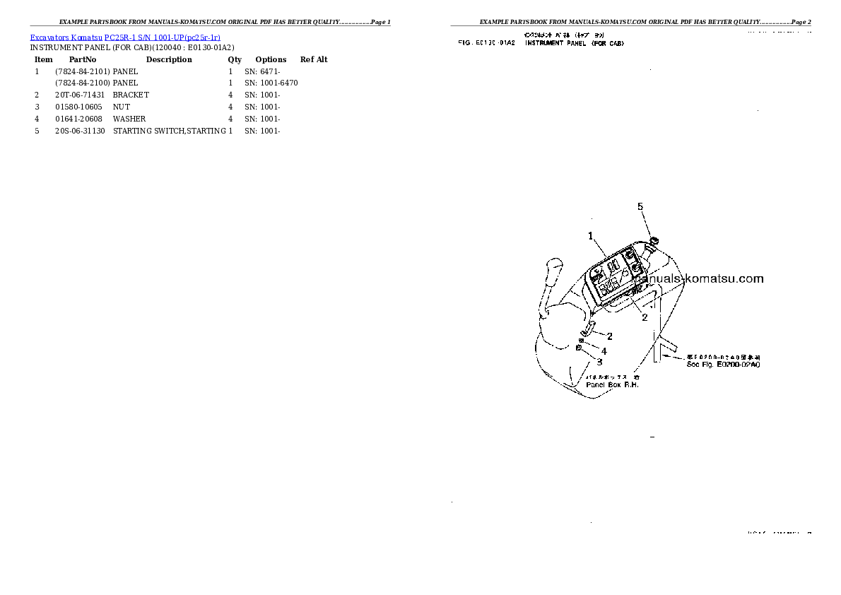 Protected: PC25R-1 S/N 1001-UP Partsbook