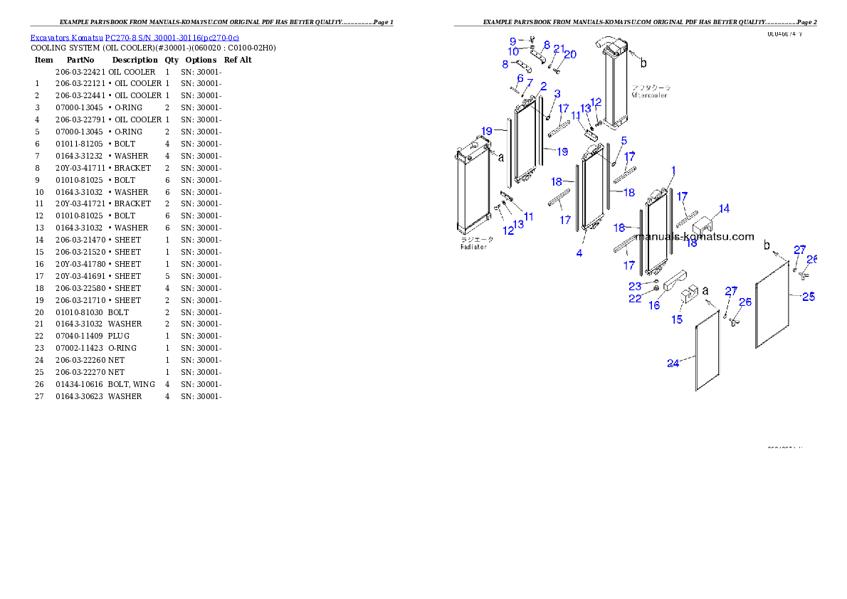 Protected: PC270-8 S/N 30001-30116 Partsbook