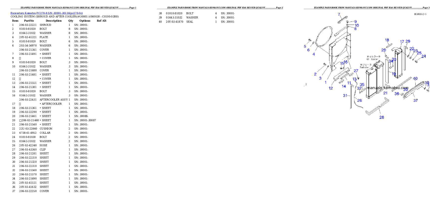 Protected: PC270-8 S/N 30001-30116 Partsbook