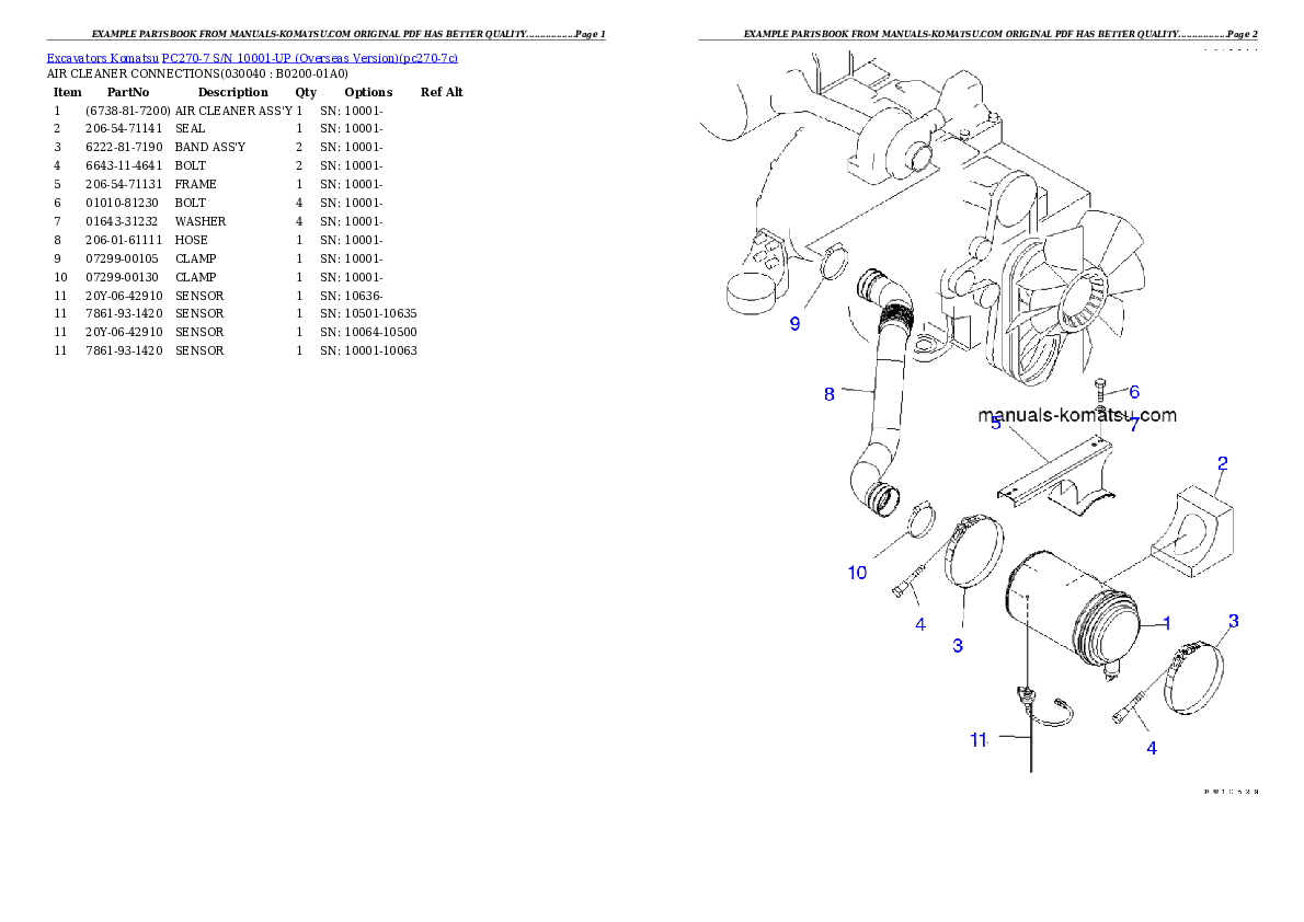 Protected: PC270-7 S/N 10001-UP (Overseas Version) Partsbook