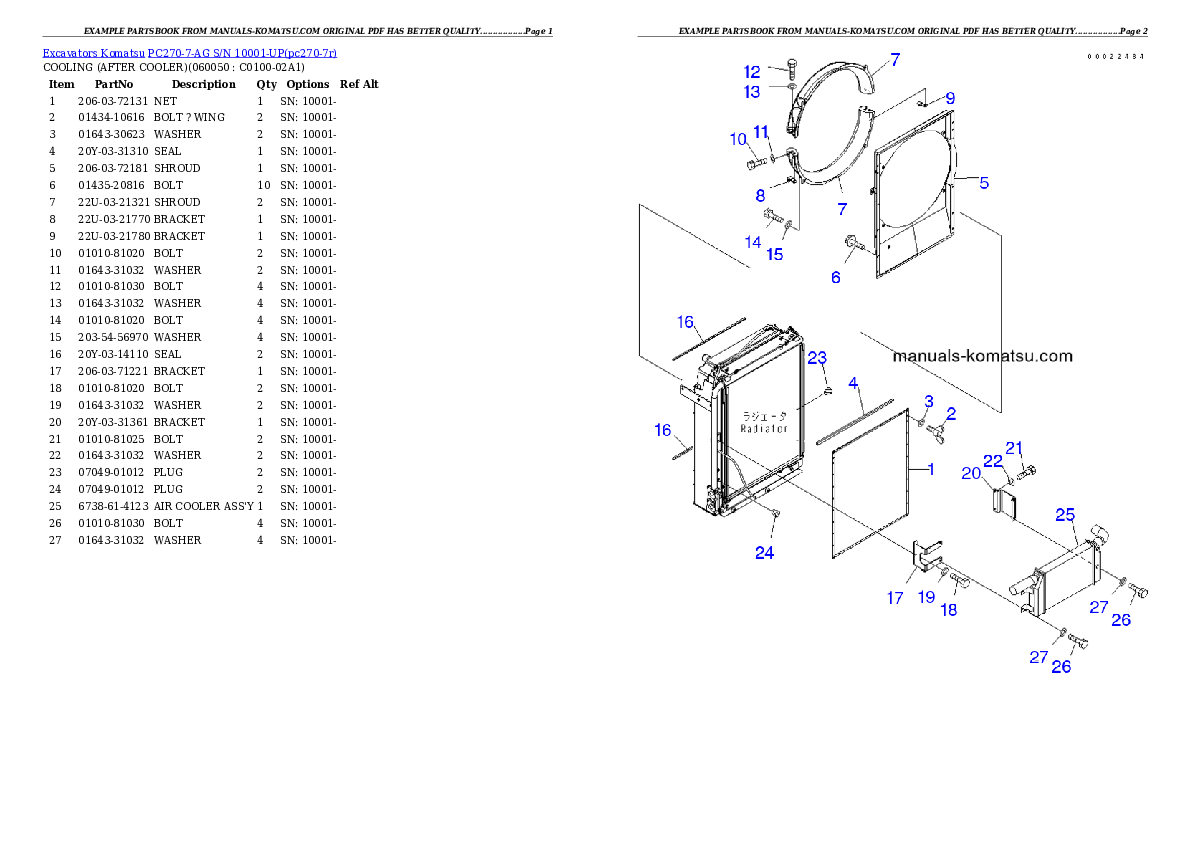 Protected: PC270-7-AG S/N 10001-UP Partsbook