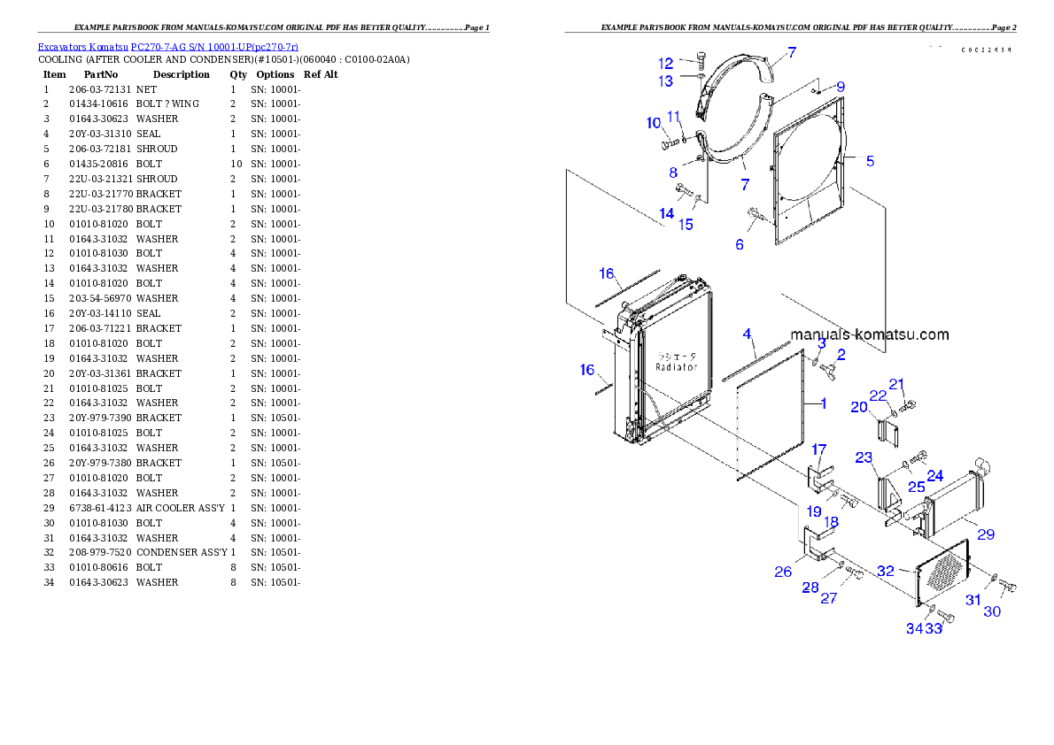 Protected: PC270-7-AG S/N 10001-UP Partsbook