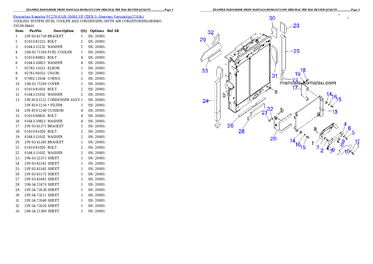 Protected: PC270-8 S/N 20001-UP (TIER 3, Overseas Version) Partsbook