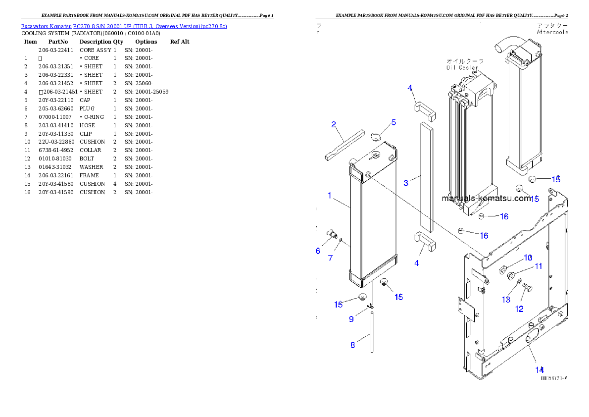 Protected: PC270-8 S/N 20001-UP (TIER 3, Overseas Version) Partsbook