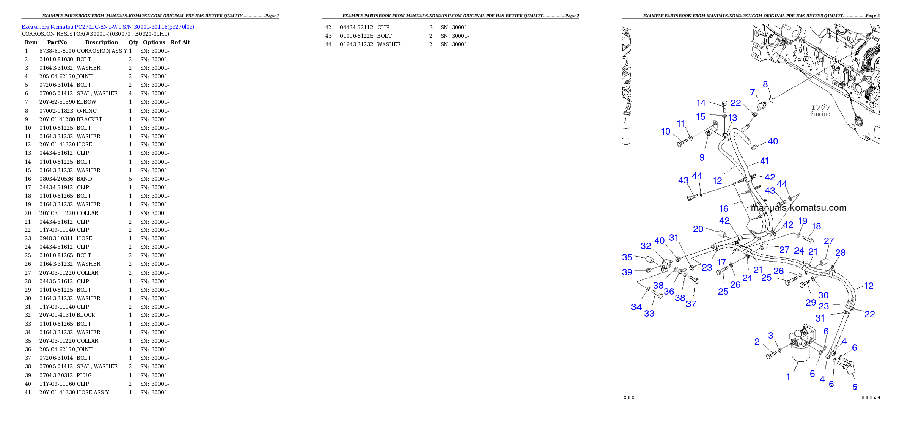 Protected: PC270LC-8N1-W1 S/N 30001-30116 Partsbook