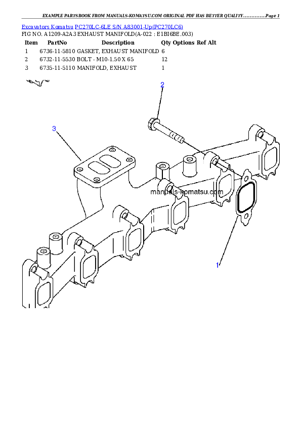 Protected: PC270LC-6LE S/N A83001-Up Partsbook