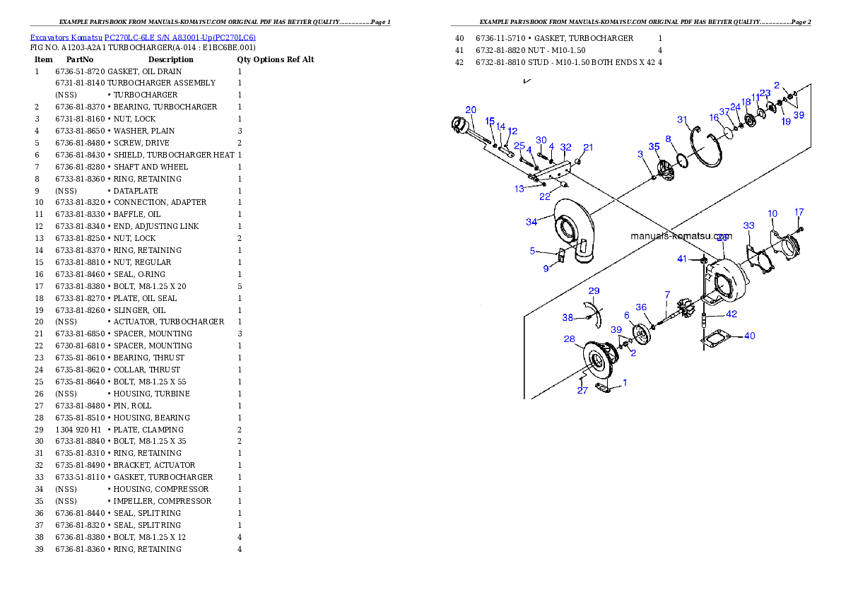 Protected: PC270LC-6LE S/N A83001-Up Partsbook