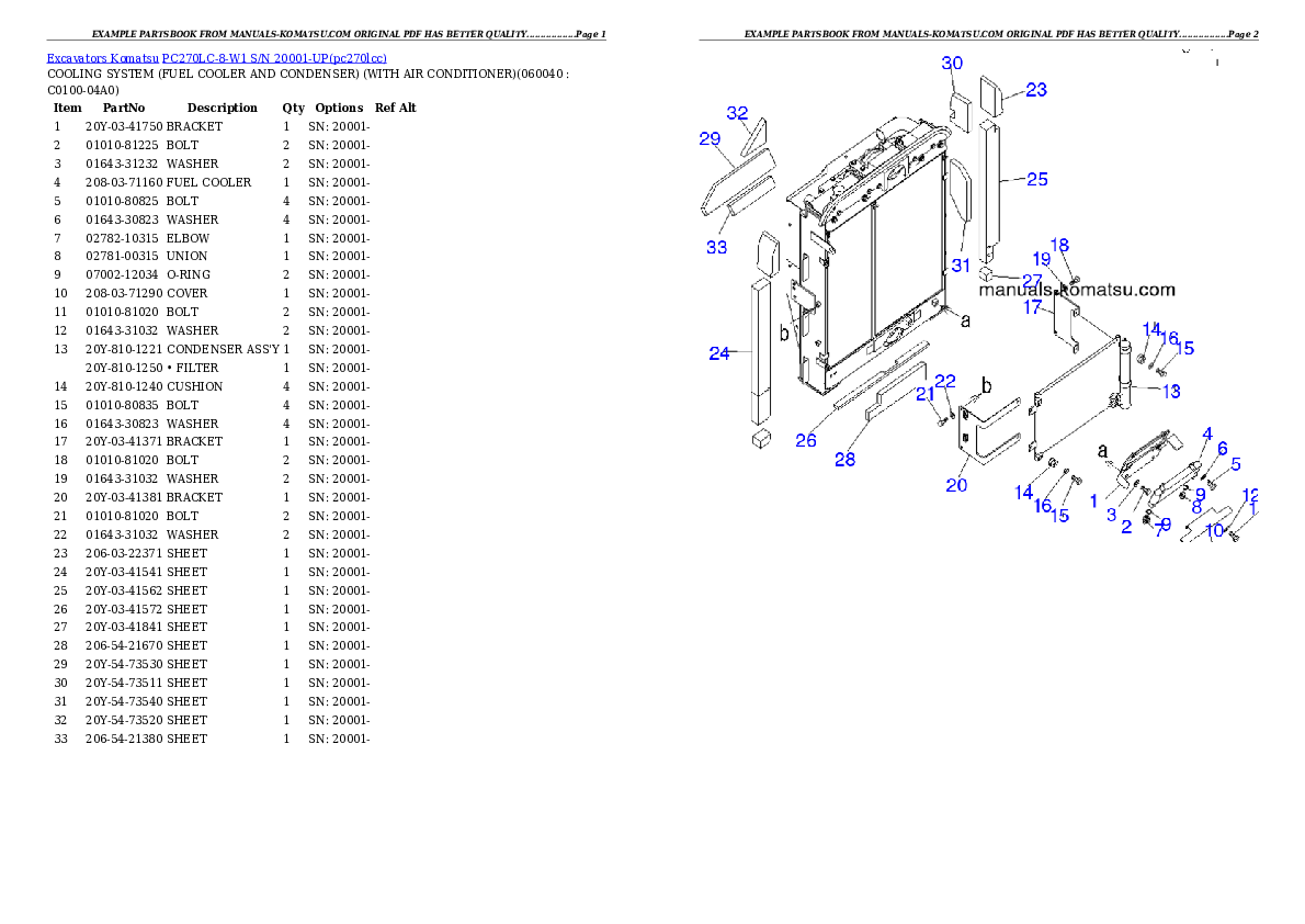 Protected: PC270LC-8-W1 S/N 20001-UP Partsbook