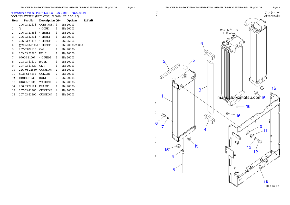 Protected: PC270LC-8-W1 S/N 20001-UP Partsbook