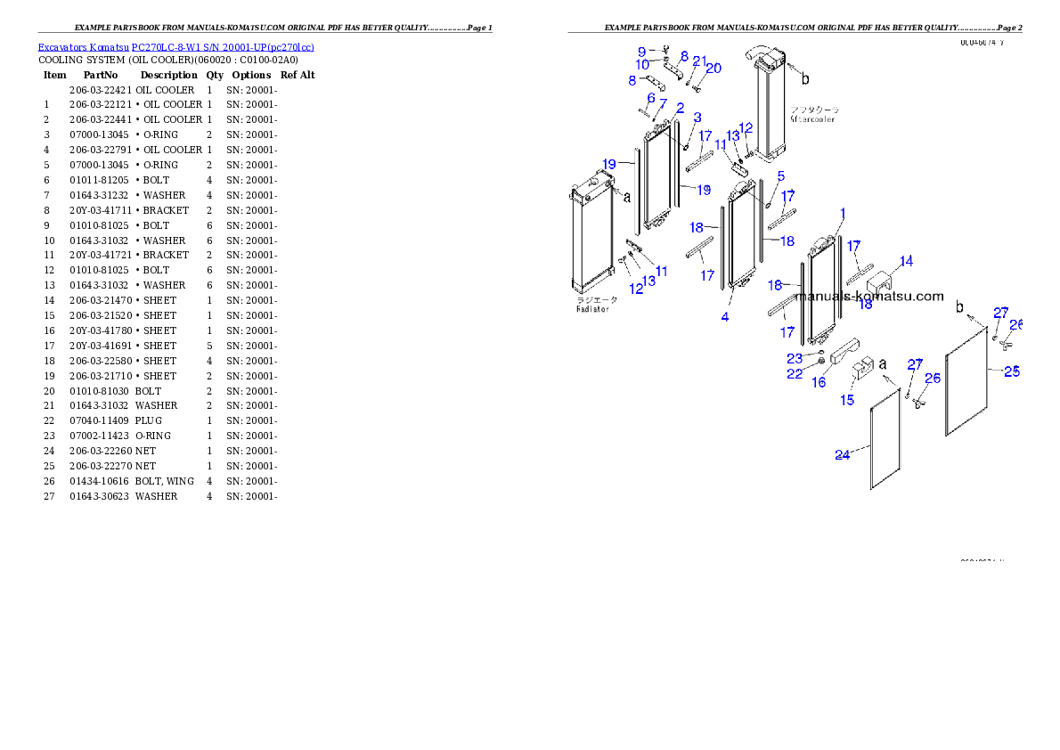 Protected: PC270LC-8-W1 S/N 20001-UP Partsbook