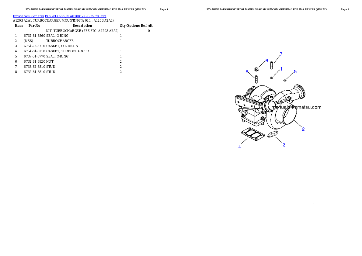 Protected: PC270LC-8 S/N A87001-UP Partsbook