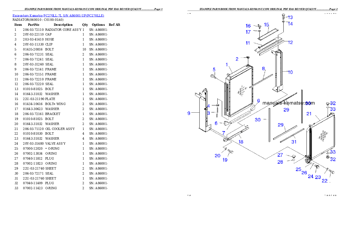 Protected: PC270LL-7L S/N A86001-UP Partsbook