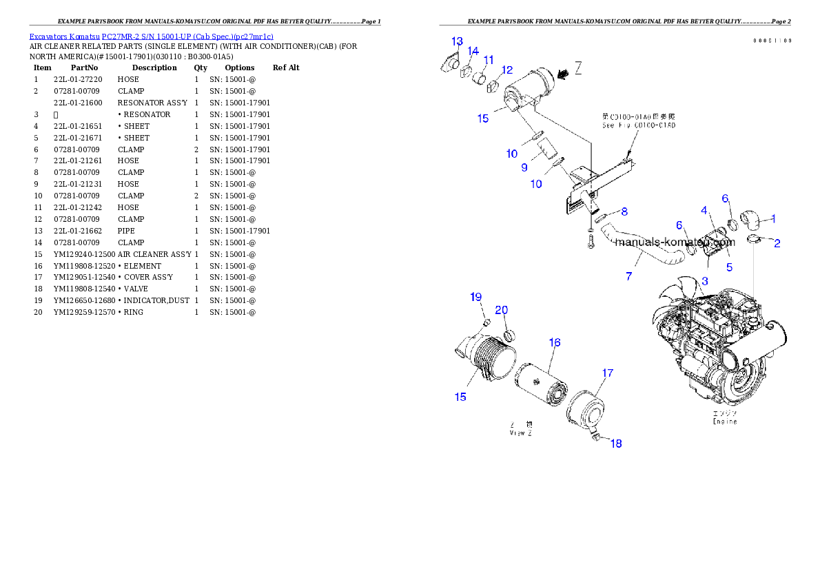 Protected: PC27MR-2 S/N 15001-UP (Cab Spec.) Partsbook
