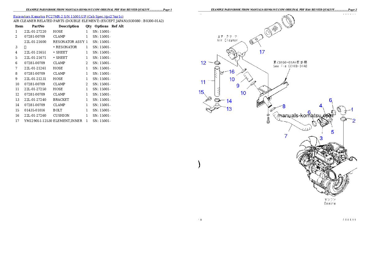 Protected: PC27MR-2 S/N 15001-UP (Cab Spec.) Partsbook