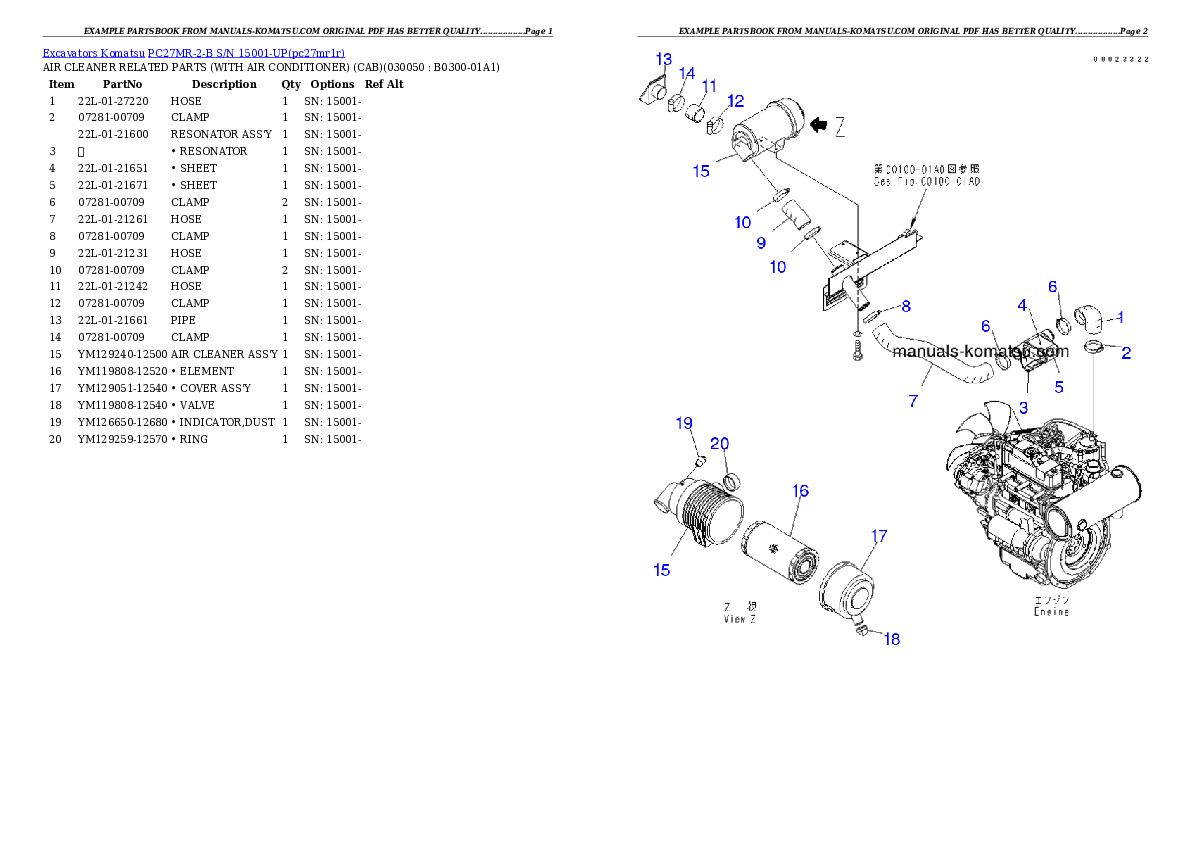 Protected: PC27MR-2-B S/N 15001-UP Partsbook