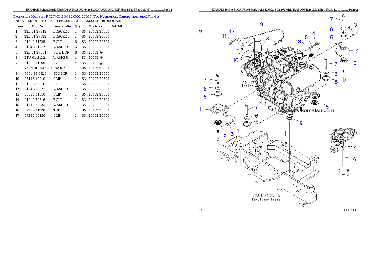 Protected: PC27MR-3 S/N 20002-20508 (For N.America, Canopy spec.) Partsbook