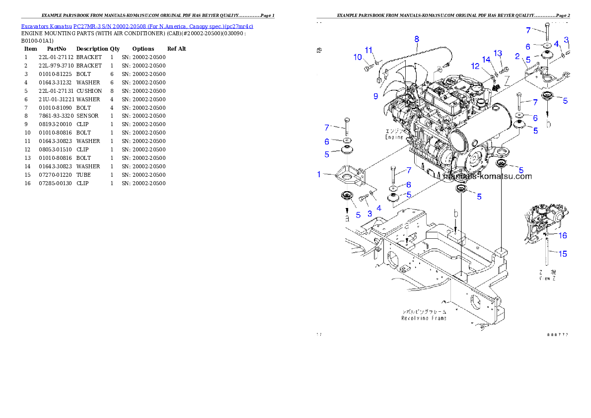 Protected: PC27MR-3 S/N 20002-20508 (For N.America, Canopy spec.) Partsbook