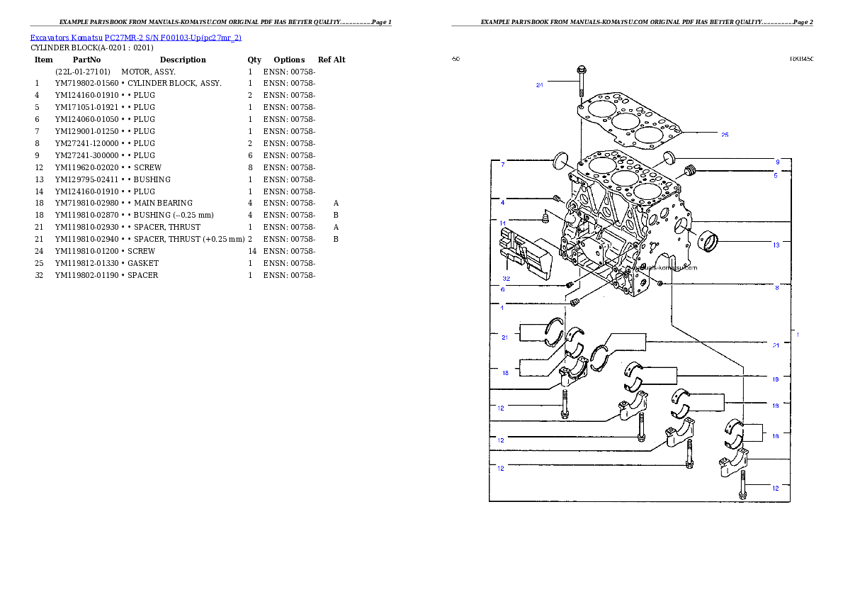 Protected: PC27MR-2 S/N F00103-Up Partsbook