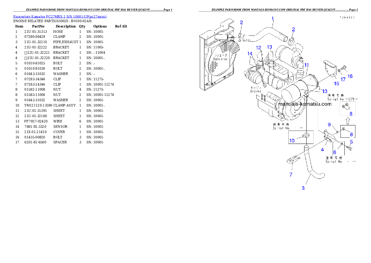 PC27MRX-1 S/N 10001-UP Partsbook