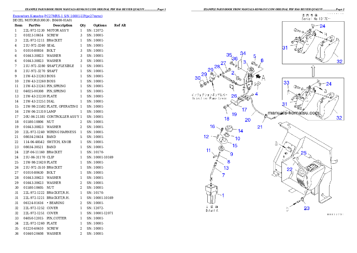PC27MRX-1 S/N 10001-UP Partsbook