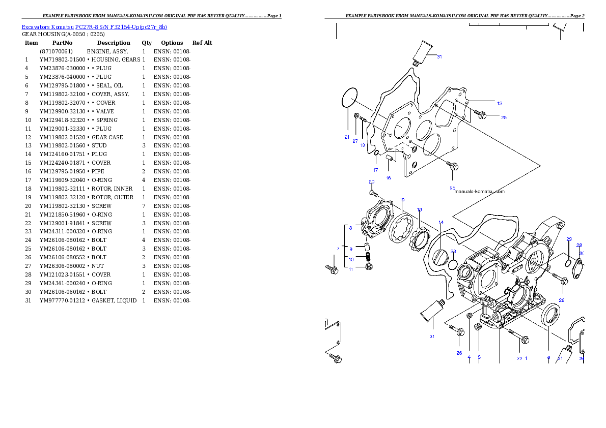 Protected: PC27R-8 S/N F32154-Up Partsbook