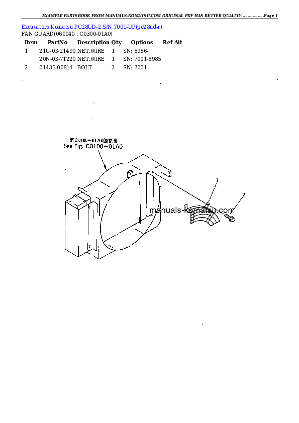 Protected: PC28UD-2 S/N 7001-UP Partsbook