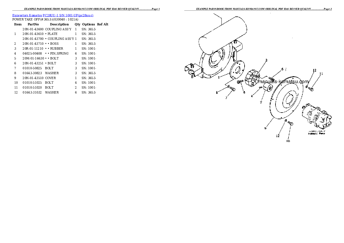 Protected: PC28UU-1 S/N 1001-UP Partsbook